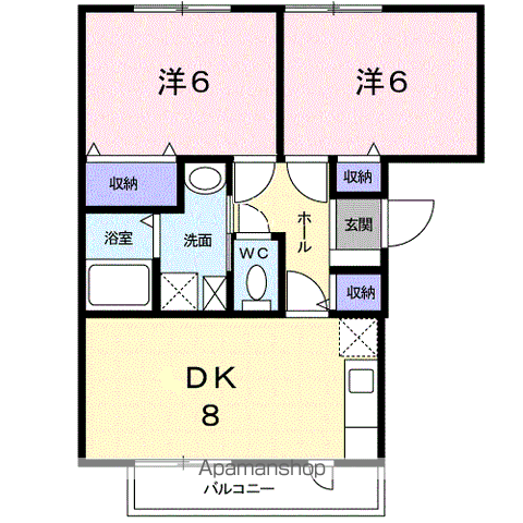 クリアヴィレッジE(2DK/2階)の間取り写真