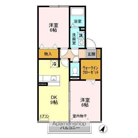 トレグラースC(2DK/2階)の間取り写真