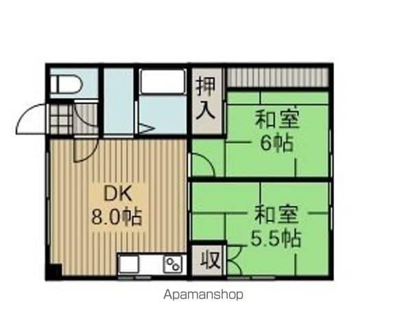 シャローム(2DK/2階)の間取り写真