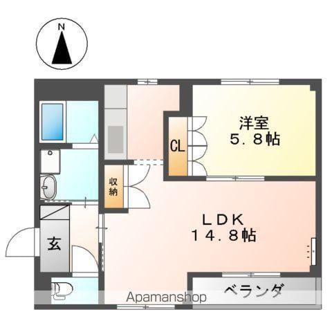 ベルジュ・シュシュ(1LDK/2階)の間取り写真