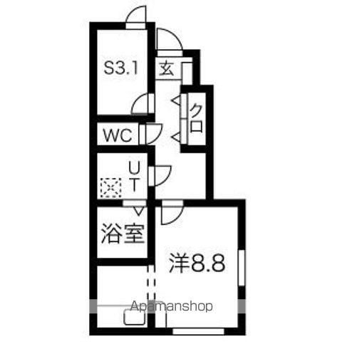 フルムーン(1K/1階)の間取り写真