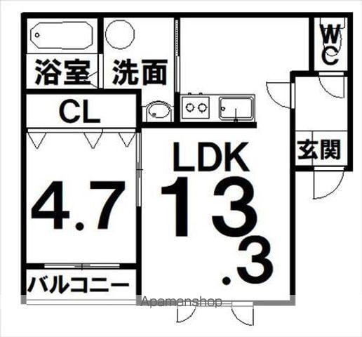 カラリア西1条通(1LDK/2階)の間取り写真