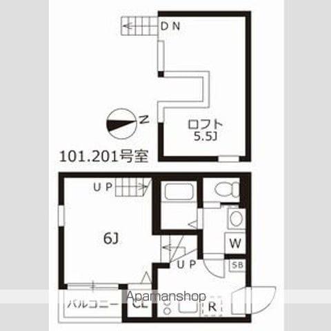 ディープリバー(1K/1階)の間取り写真