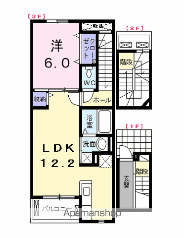 ヴァルト(1LDK/3階)の間取り写真