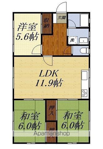 ビラージュ篁参番館(3LDK/1階)の間取り写真