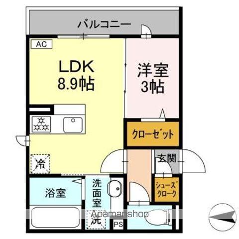 GRAND D-ROOM 吉田(1LDK/2階)の間取り写真