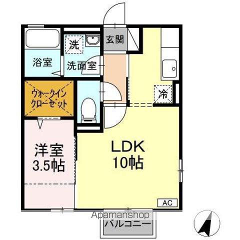 ボン・ヴォヤージュⅡ(1LDK/2階)の間取り写真
