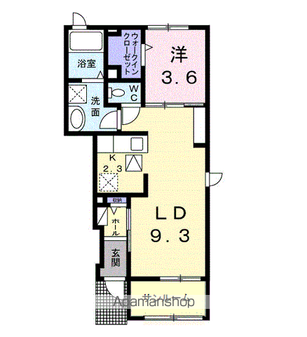 スリジエ リアン セカンド A(1LDK/1階)の間取り写真