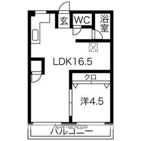 万長ビル(1LDK/4階)の間取り写真