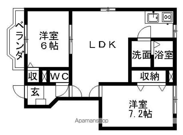 パレ リヴィエールⅢ(2LDK/1階)の間取り写真