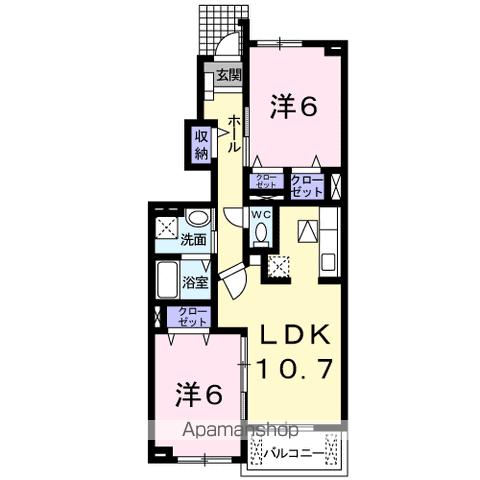 ソレアード久保Ⅱ番館(2LDK/1階)の間取り写真