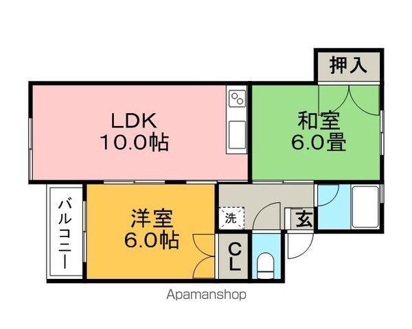ファミールカワシマⅡ(2LDK/2階)の間取り写真