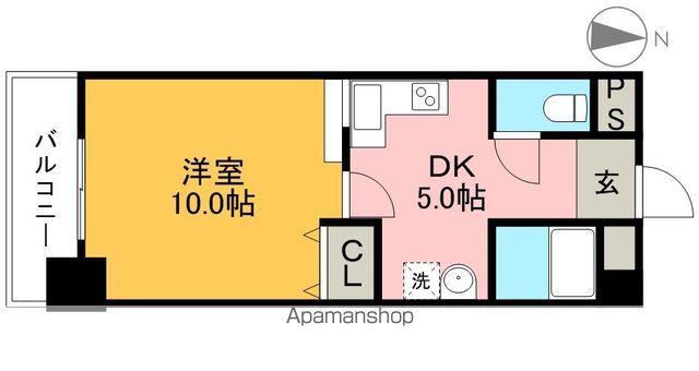 エルミタージュ天神(1DK/3階)の間取り写真