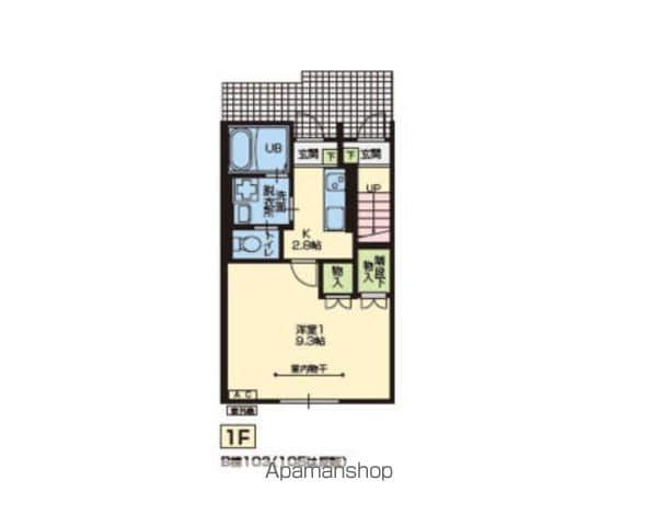 PORTE BONHEUR Ⅳ B棟(1K/1階)の間取り写真