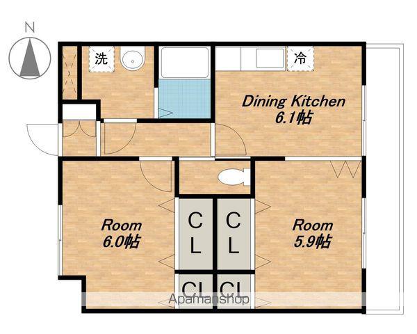 ポポラート(2DK/1階)の間取り写真