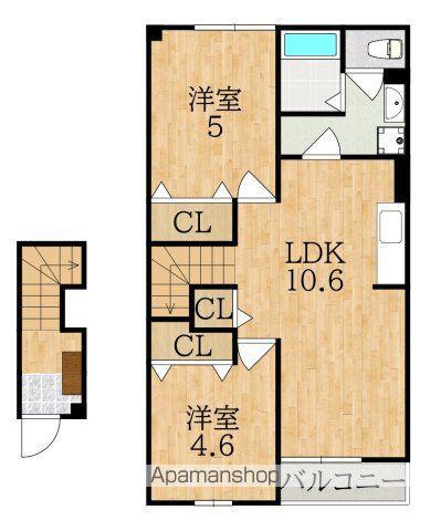 ブランドールA(2LDK/2階)の間取り写真