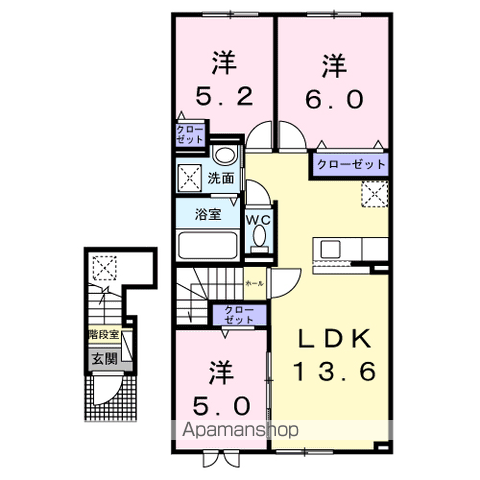 ヴィラ・サルターレ(3LDK/2階)の間取り写真