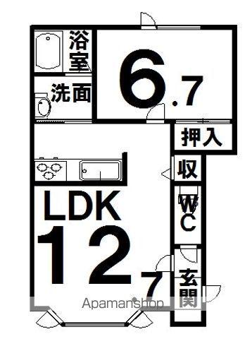 ユトリロ弥生(1LDK/1階)の間取り写真