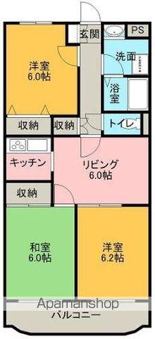 メゾンドアルファⅡ(3DK/3階)の間取り写真