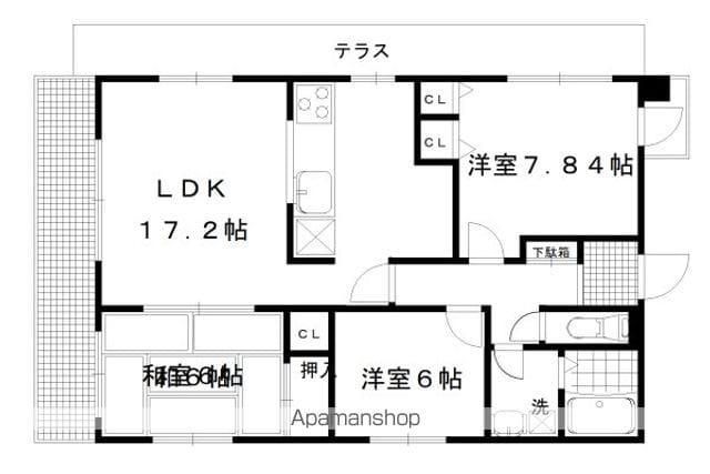 コンチネンタルオオサギ(3LDK/2階)の間取り写真