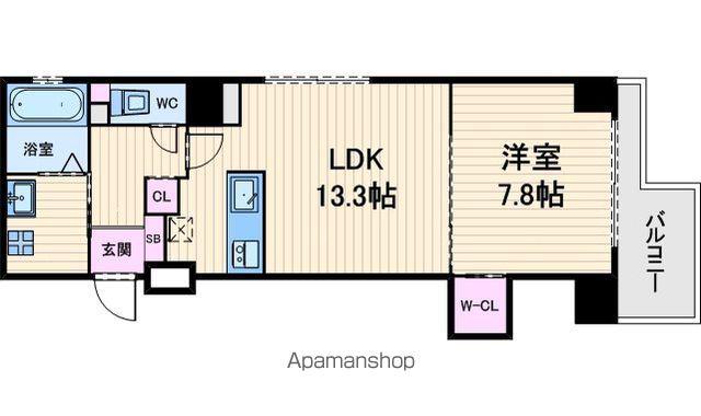 パウゼ堺筋(1LDK/2階)の間取り写真