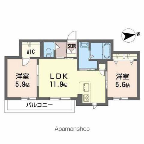 グランドベレオ田宮(2LDK/2階)の間取り写真