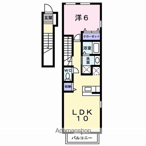 ジャン・アヴニール A棟(1LDK/2階)の間取り写真