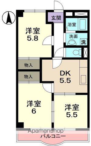 OASIS MAKINO(3DK/1階)の間取り写真