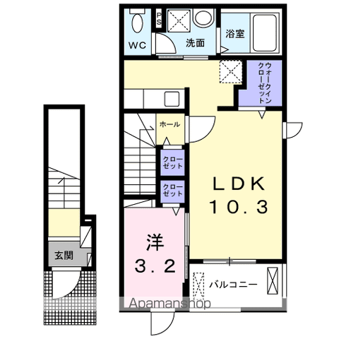 エルソラーレ(1LDK/2階)の間取り写真