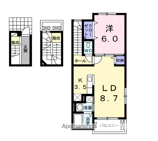 アルストロメリア NE(1LDK/3階)の間取り写真