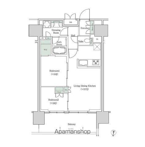 ブルックサイドレジデンス木場(2LDK/2階)の間取り写真