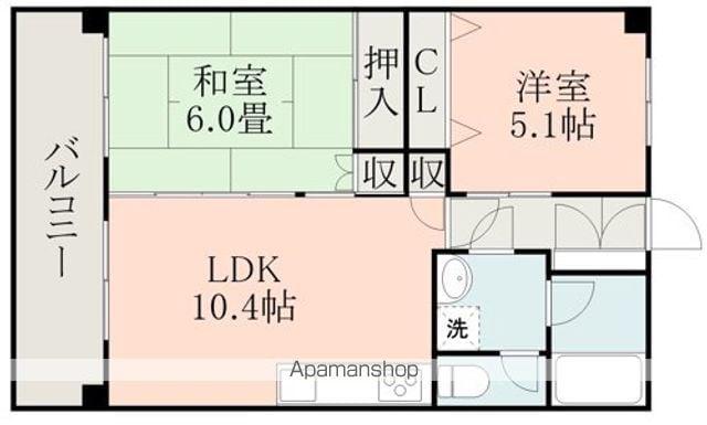 小嶺ハイツA棟(2LDK/2階)の間取り写真