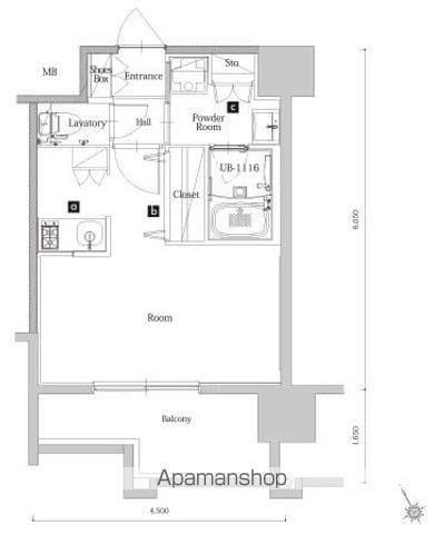 エンクレスト博多 THE TIME(ワンルーム/3階)の間取り写真