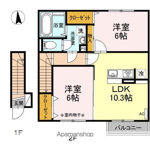 T-ルーム番匠町Ⅴ(2LDK/2階)の間取り写真