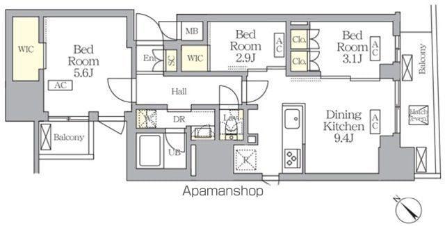 MFPRコート日本橋馬喰町(3DK/4階)の間取り写真