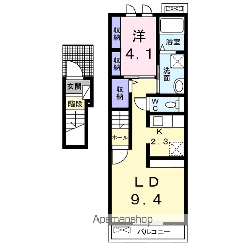 シェルグラン(1LDK/2階)の間取り写真