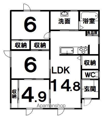 根室本線 帯広駅 徒歩40分 1階建 築2年(3LDK)の間取り写真
