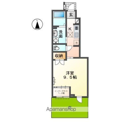 グランディール南川(1K/1階)の間取り写真