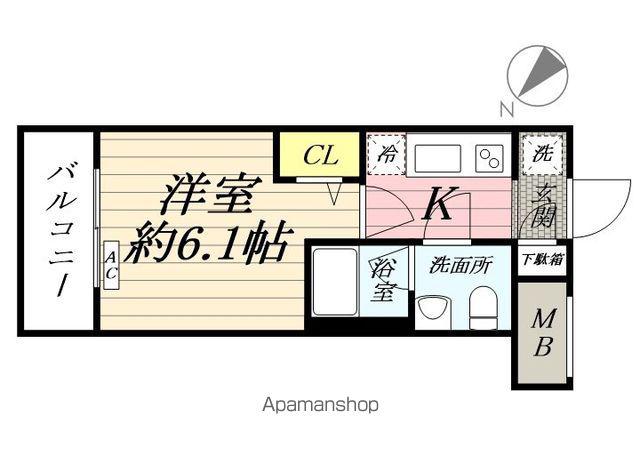 RELUXIA横濱鶴見2(1K/3階)の間取り写真
