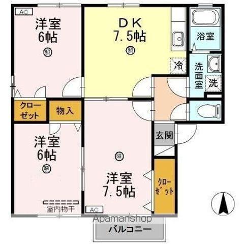 プリエール宮前 B棟(3DK/2階)の間取り写真