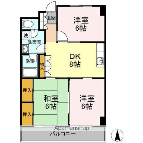 一ツ橋レジデンス(3DK/2階)の間取り写真