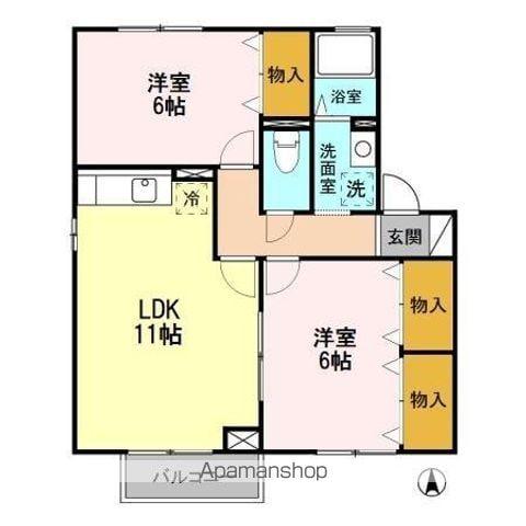 リヴィエール(2LDK/2階)の間取り写真