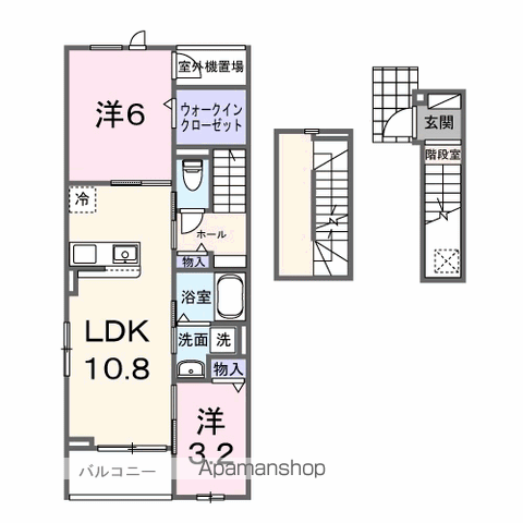 クレッシェンド石ケ瀬(2LDK/3階)の間取り写真