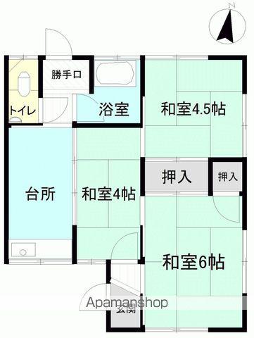 常磐線 いわき駅 バス乗車時間：18分 堀の内バス停で下車 徒歩4分 1階建 築53年(3K)の間取り写真