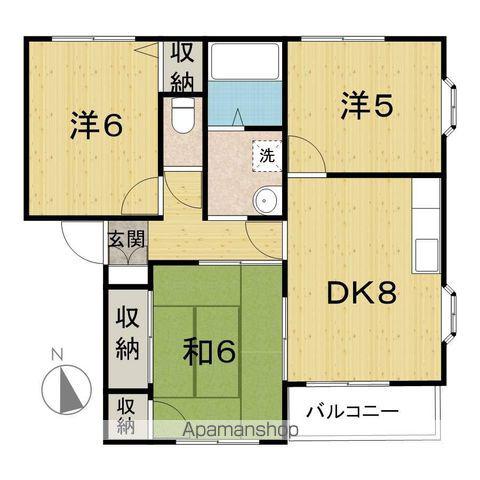 ウィステリアA(3DK/1階)の間取り写真