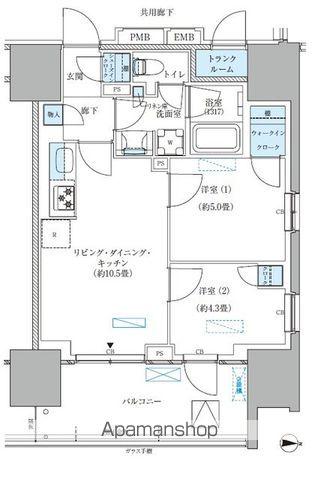 パークアクシス西大島コンフォートスクエア(2LDK/14階)の間取り写真