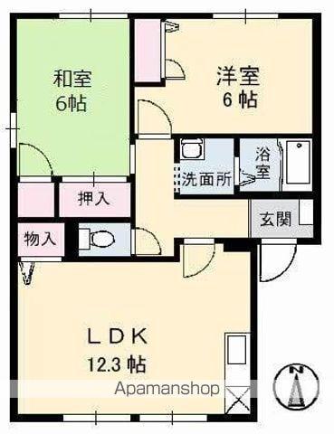 エクセル・メゾン D棟(2LDK/1階)の間取り写真