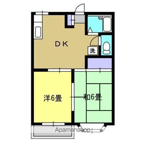 パープルヴィラ(2DK/2階)の間取り写真