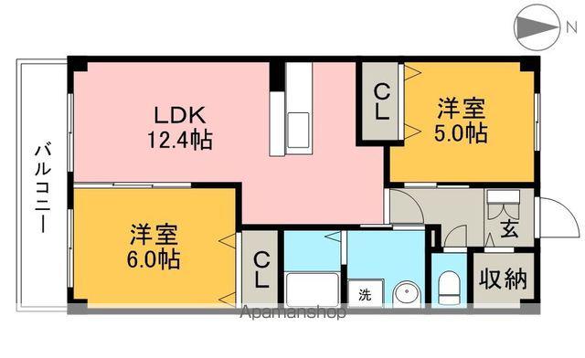 カーサ・アルボル(2LDK/2階)の間取り写真