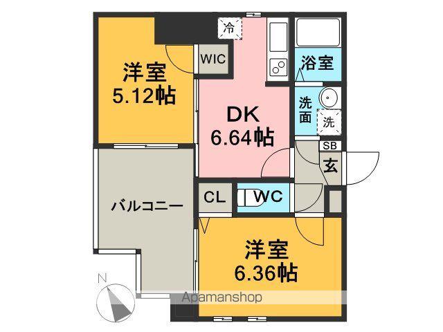 LA FASE FELIZ(2DK/2階)の間取り写真